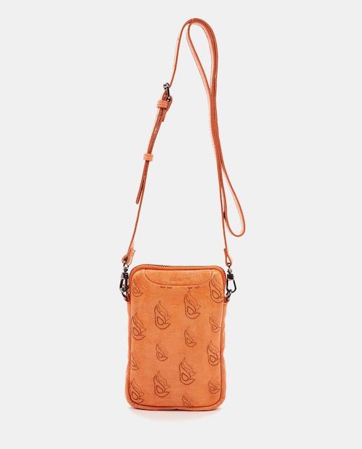 Imagen 0 de Bolso para móvil de piel troquelada naranja