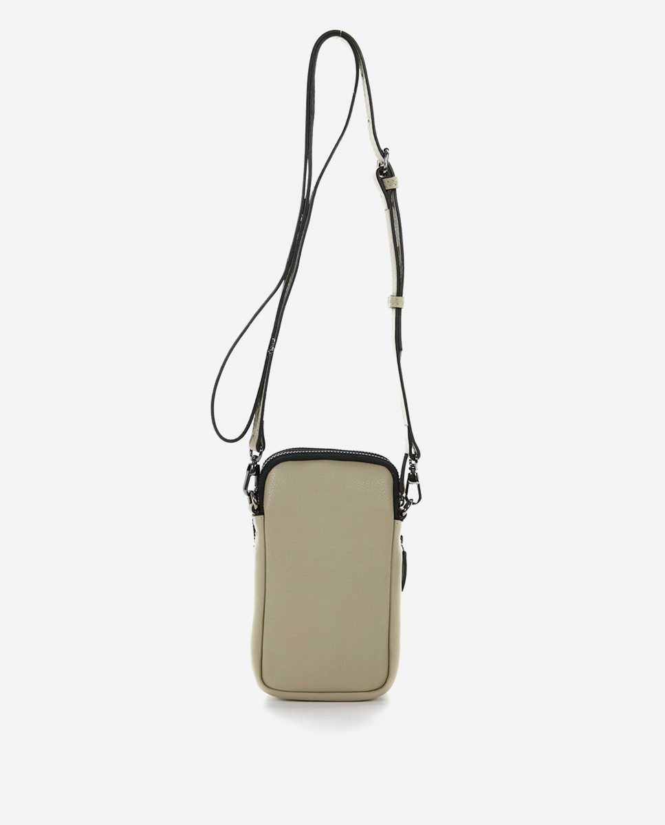 Imagen 0 de Bolso para móvil de piel en verde con asa regulable