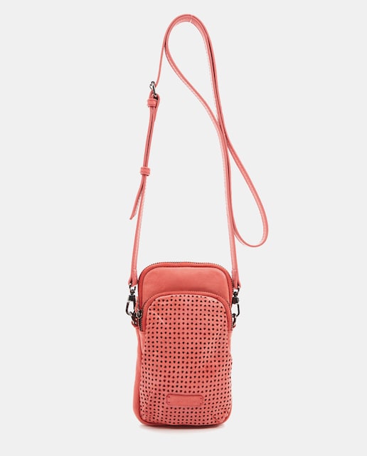 Imagen 0 de Bolso para móvil de piel troquelada en coral