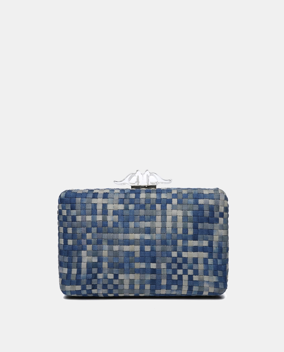Imagen 0 de Clutch de algodón cuadrado de cuadros en azul