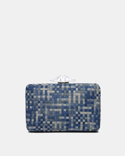 Imagen 0 de Clutch de algodón cuadrado de cuadros en azul