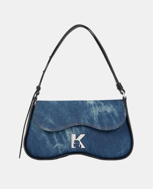 Imagen 0 de Bolso de hombro de mujer en denim lavado correa de cadena y adorno