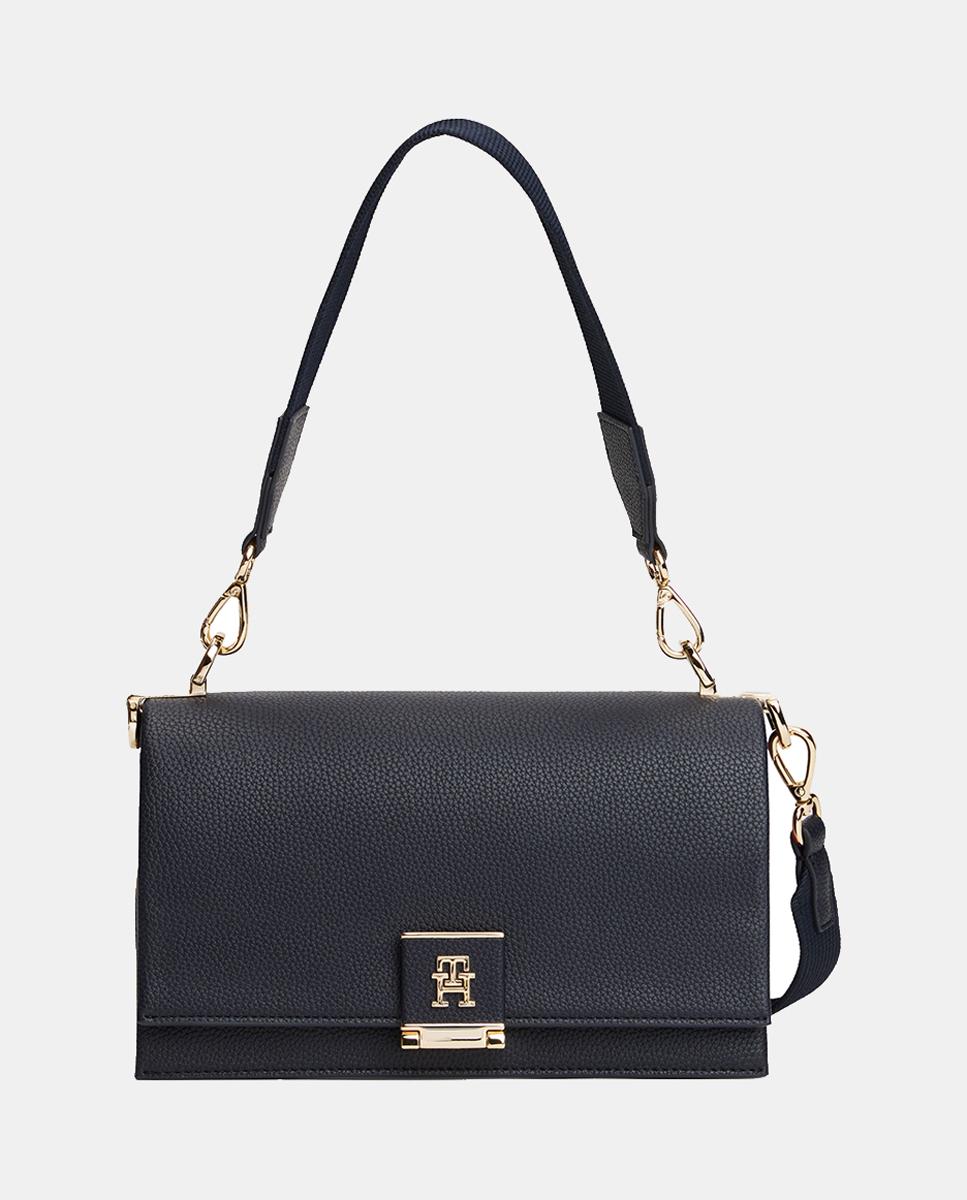 Imagen 0 de Bolso estilo shoulder bag en color azul marino con broche dorado de Tommy Hilfiger