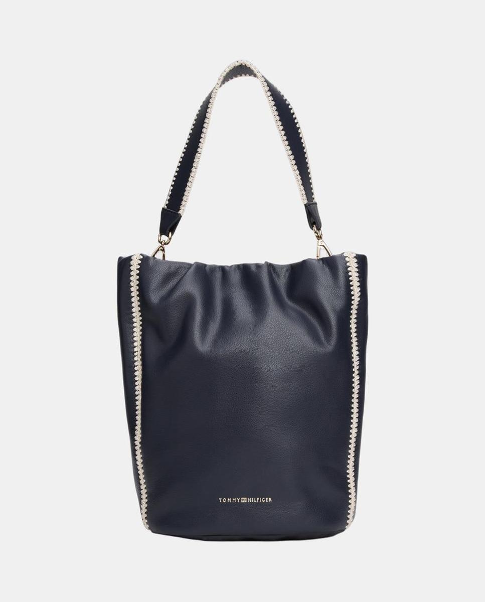 Imagen 0 de Bolso estilo saco de mujer en color azul marino de Tommy Hilfiger.