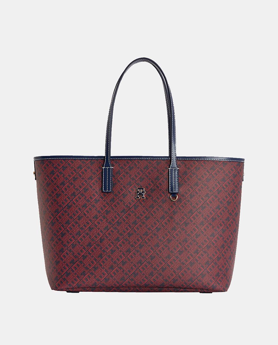 Imagen 0 de Bolso estilo tote en color burdeos con estampado monogram