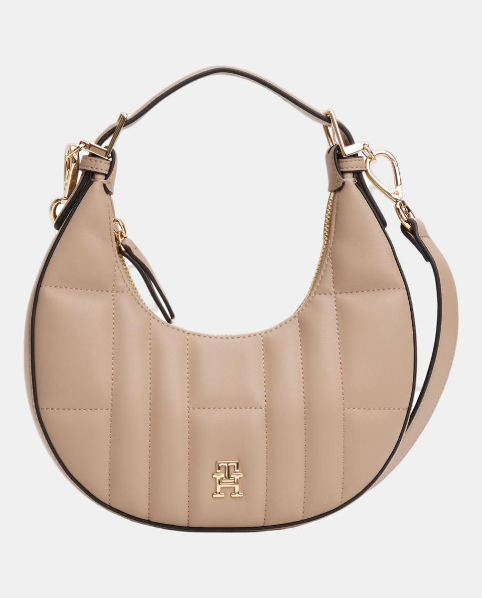 Imagen 0 de Bolso estilo crossover de mujer con diseño acolchado en color taupe de Tommy Hilfiger.