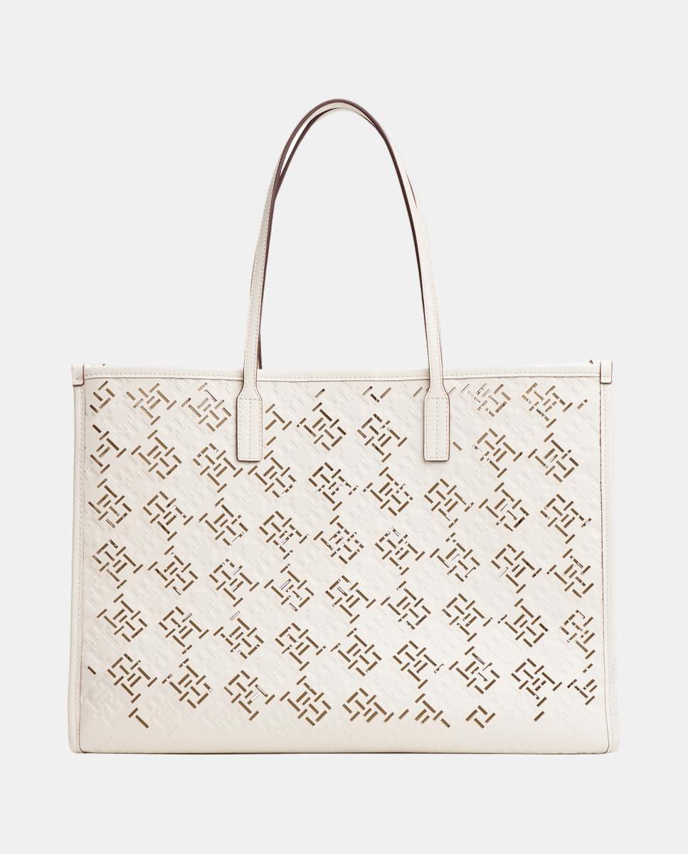 Imagen 0 de Bolso estilo tote de mujer en color marfil de Tommy Hilfiger