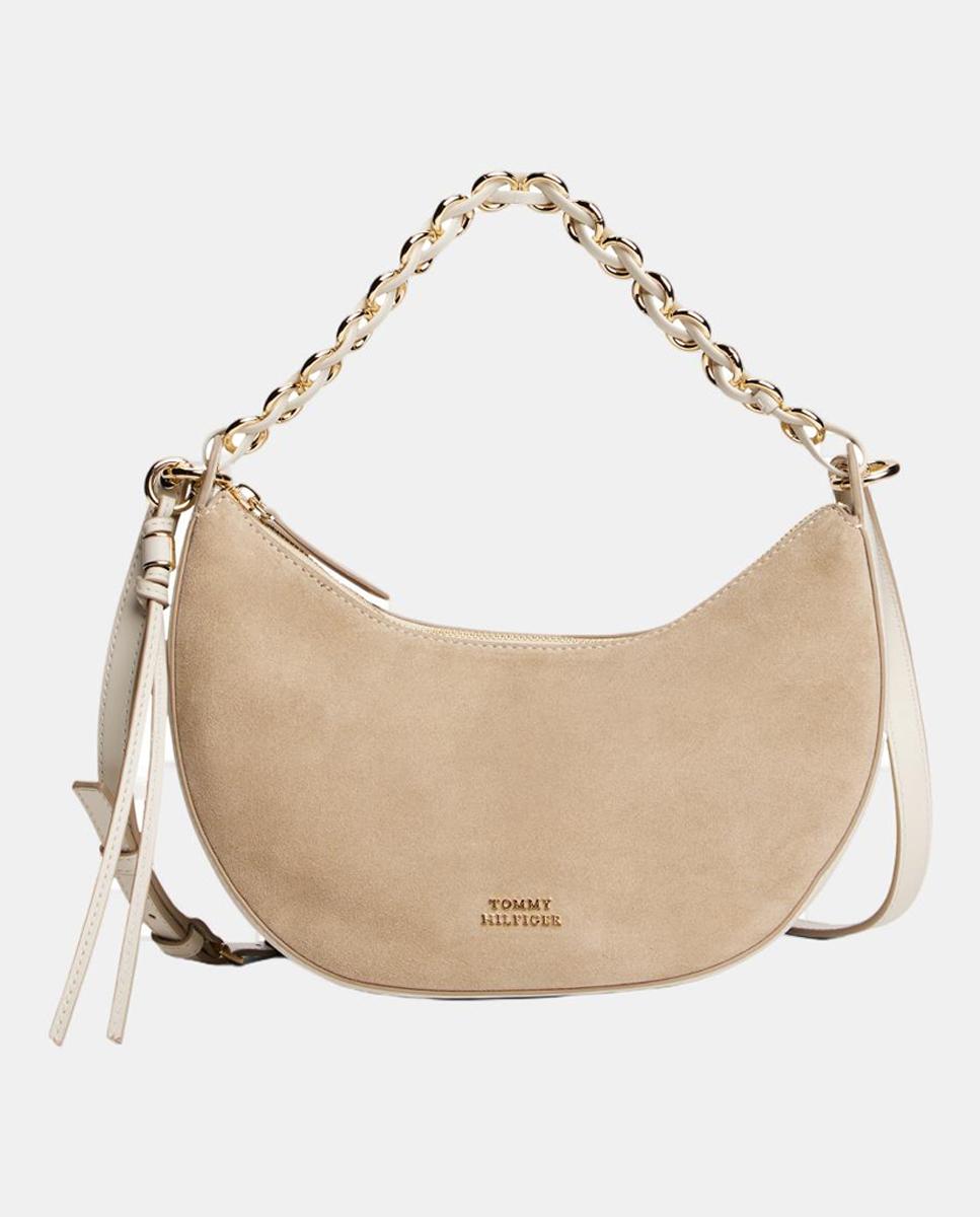 Imagen 0 de Bolso estilo bandolera de mujer en color beige de Tommy Hilfiger.