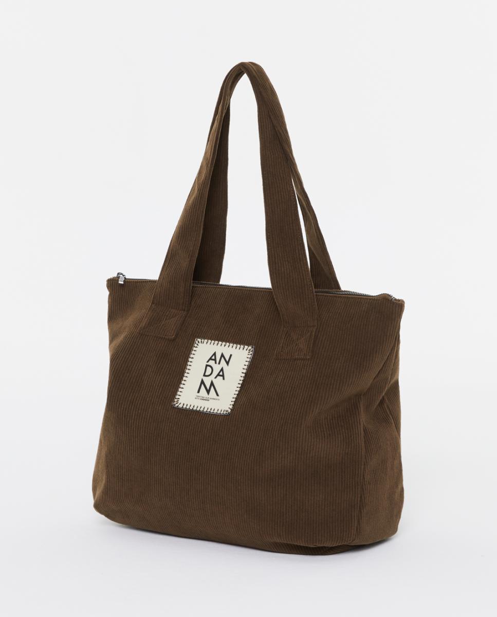 Imagen 0 de Bolso de mano de mujer de pana con cremallera
