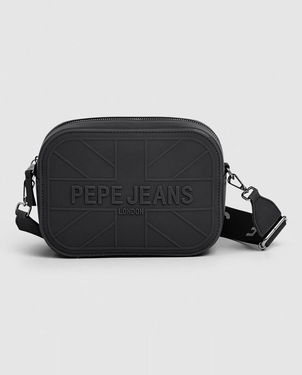 Imagen 0 de Bolso tipo camera bag Grace de mujer con textura engomada y logo con bandera
