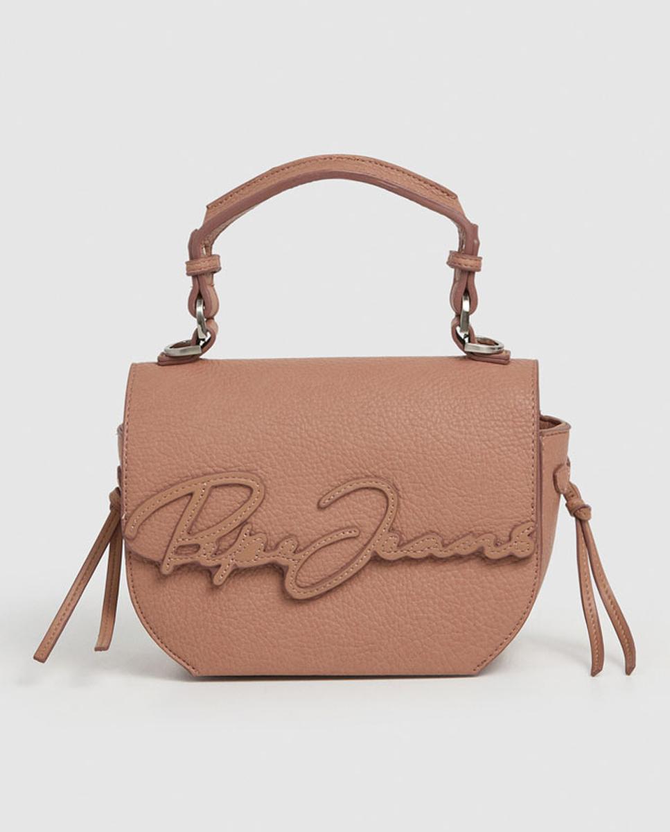 Imagen 0 de Bolso bandolera Amber Script de mujer con solapa con logo tipo firma y detalle de nudo en laterales