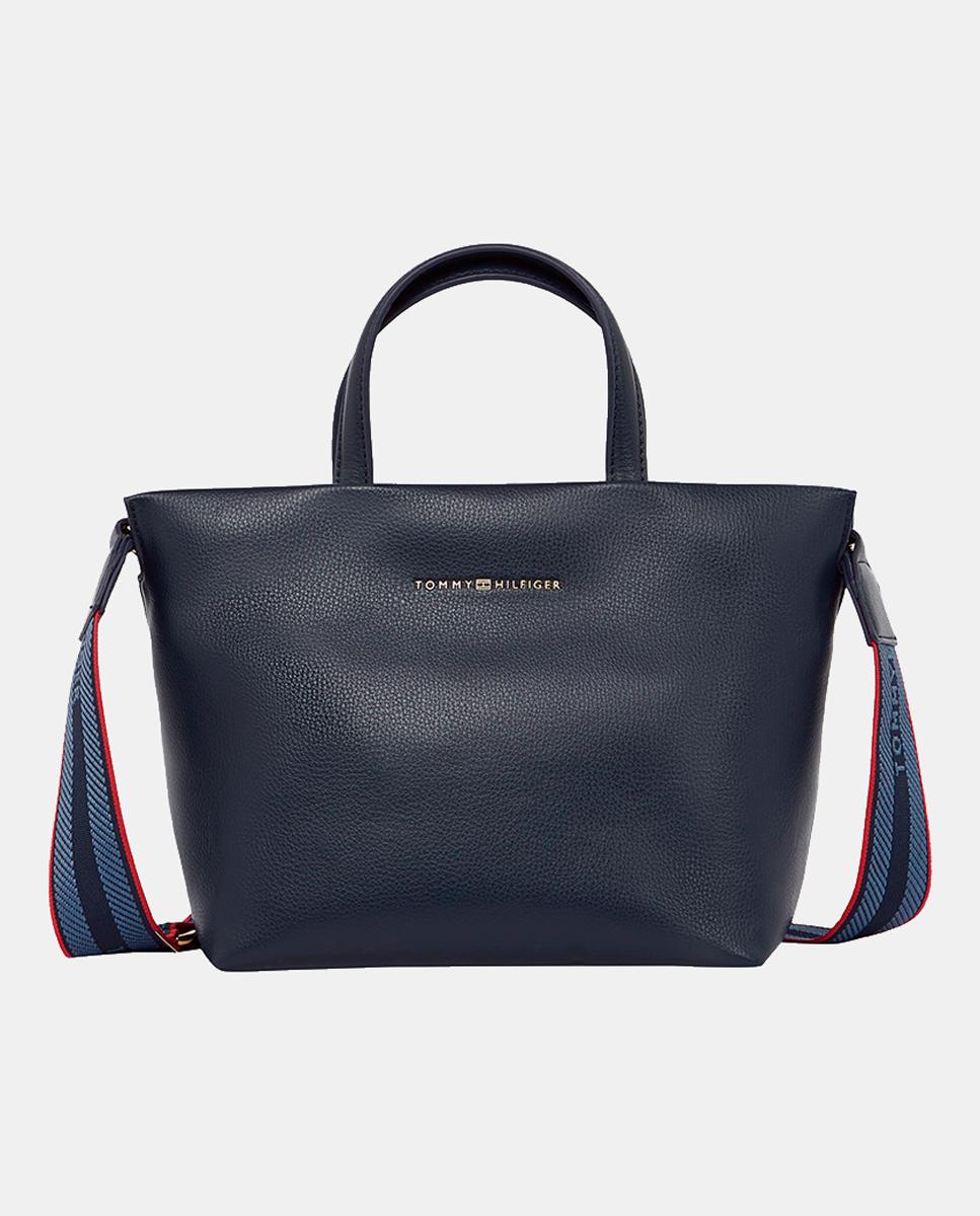 Imagen 0 de Bolso estilo mini tote en color azul marino y firma