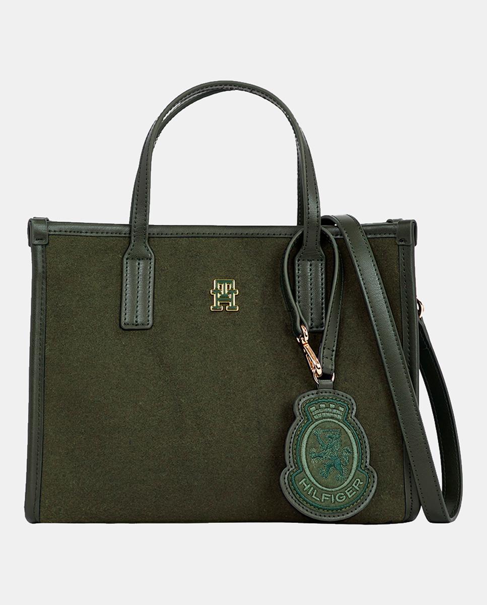 Imagen 0 de Bolso estilo mini tote con acabado afelpado en color verde