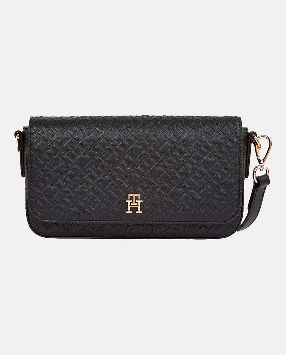 Imagen 0 de Bolso estilo bandolera en color negro con estampado monogram