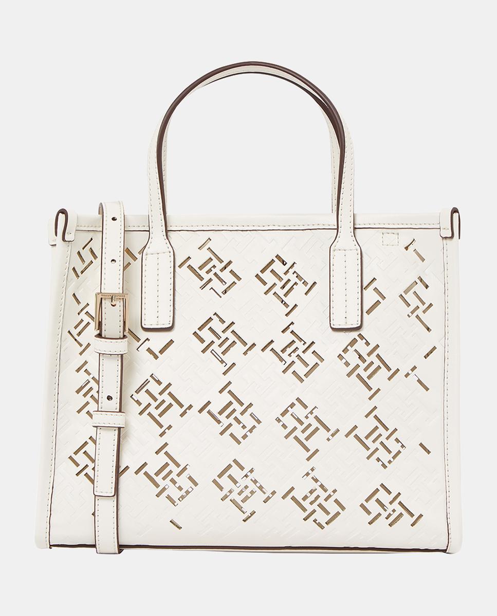 Imagen 0 de Bolso mini estilo tote en color blanco con iniciales