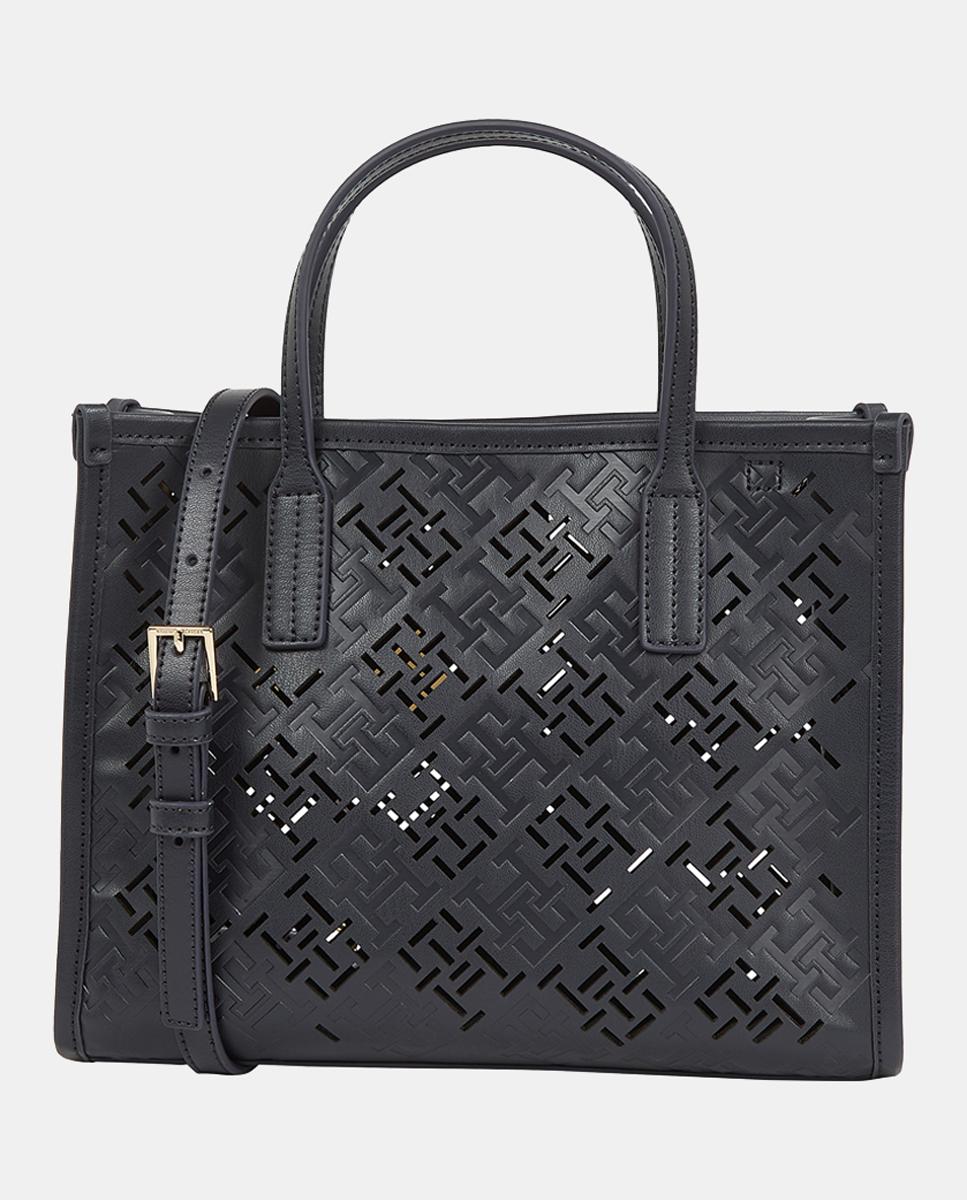 Imagen 0 de Bolso estilo mini tote en color azul marino con iniciales