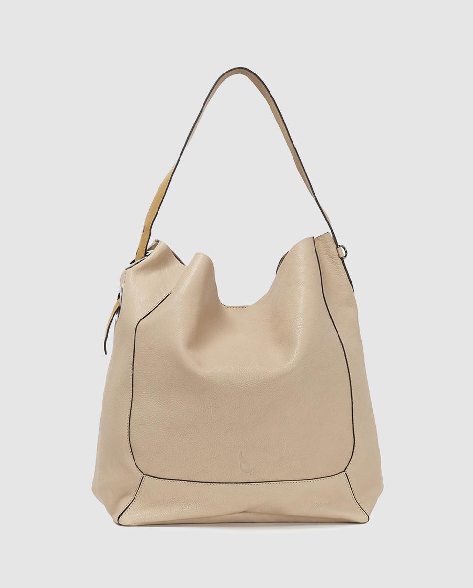 Imagen 0 de Hobo Abbacino de piel vacuna en beige con bolsito extraíble