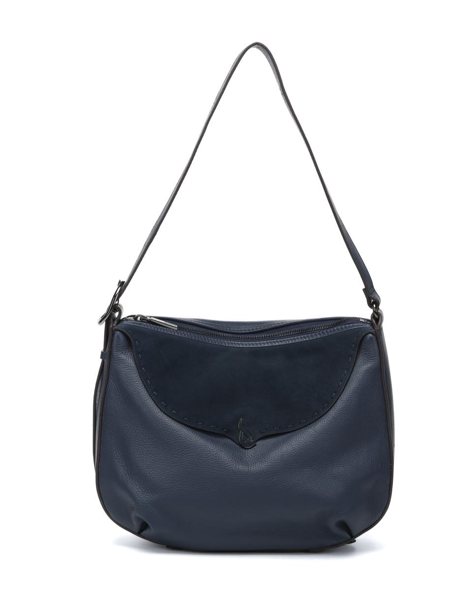 Imagen 0 de Bolso de hombro Freedom en piel y serraje azul