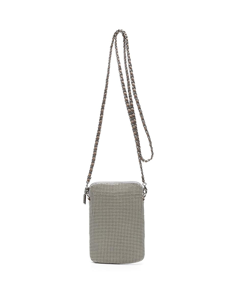 Imagen 0 de Bolso para el móvil de mujer de malla metálica en beige