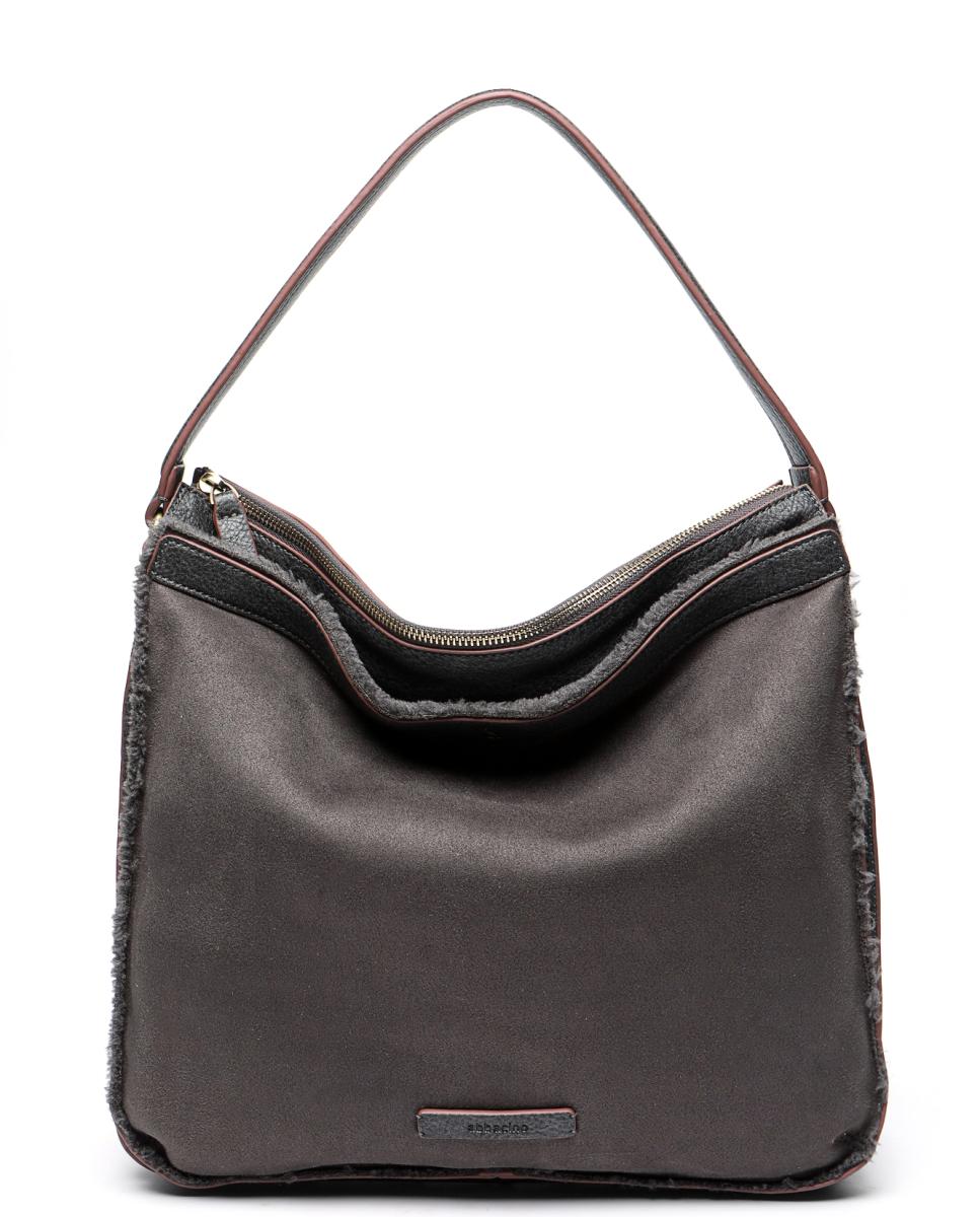 Imagen 0 de Bolso hobo de mujer en antelina gris
