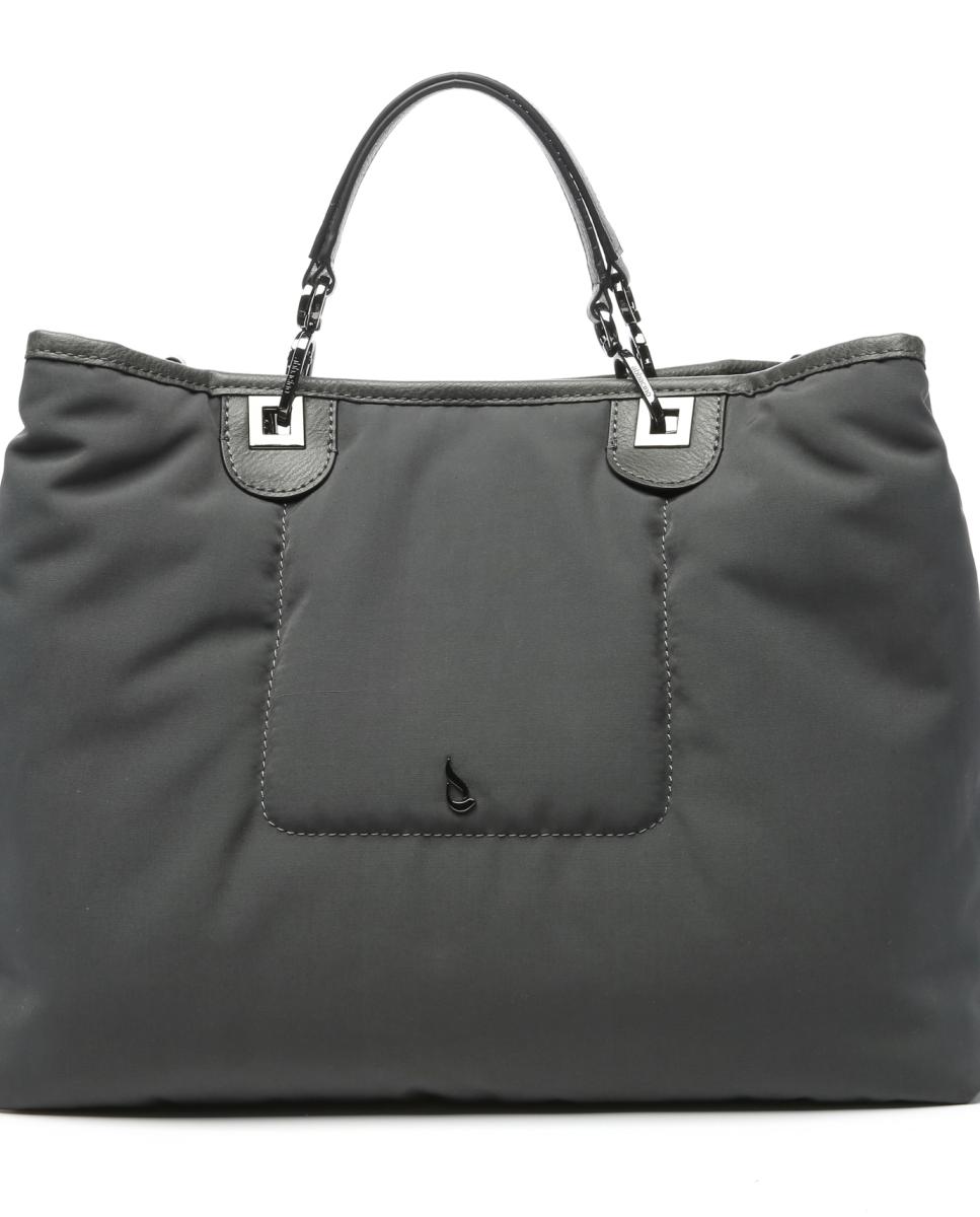 Imagen 0 de Bolso de mano grande de nylon en gris
