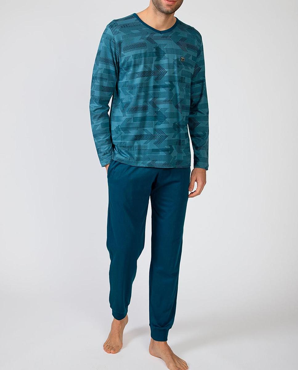 Imagen 0 de Pijama largo de hombre de punto de algodón