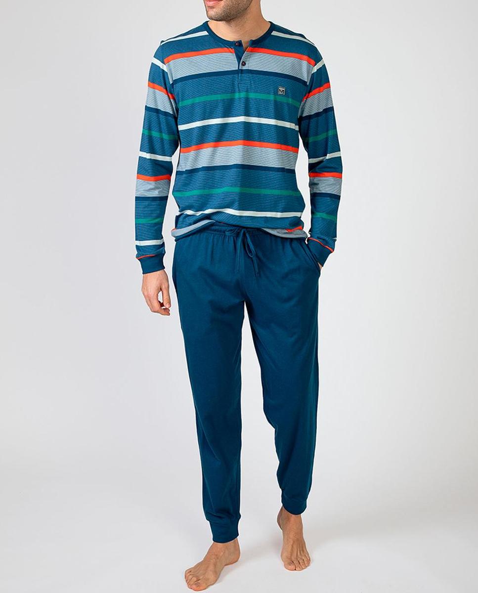Imagen 0 de Pijama largo de hombre de punto de algodón