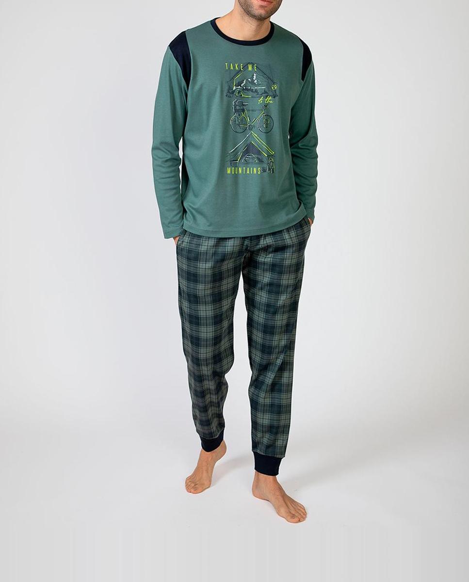 Imagen 0 de Pijama largo de hombre de punto de algodón