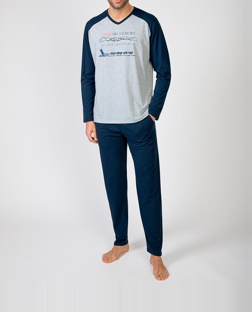 Imagen 0 de Pijama largo de hombre de tejido de punto