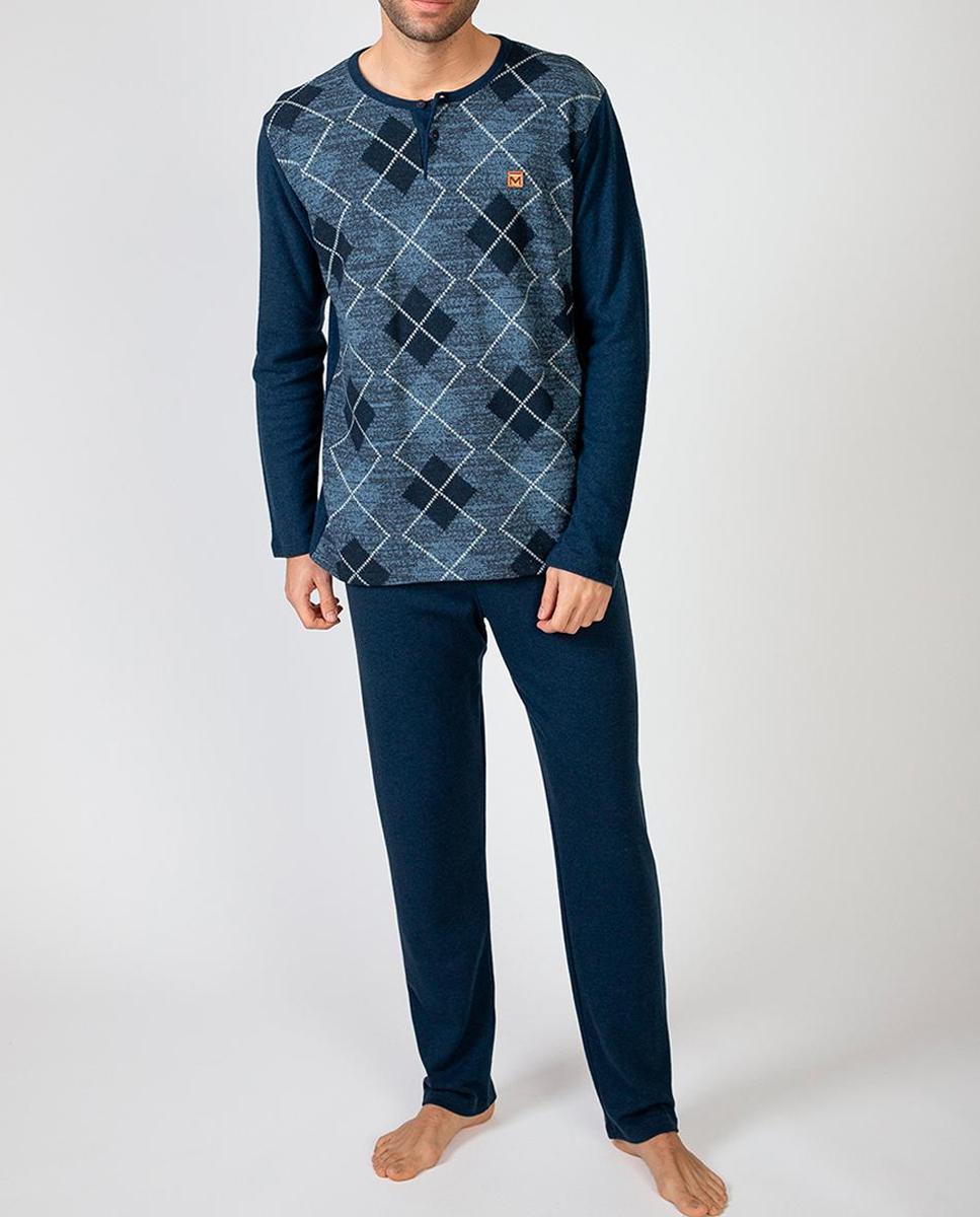 Imagen 0 de Pijama largo de hombre de punto Jacquard