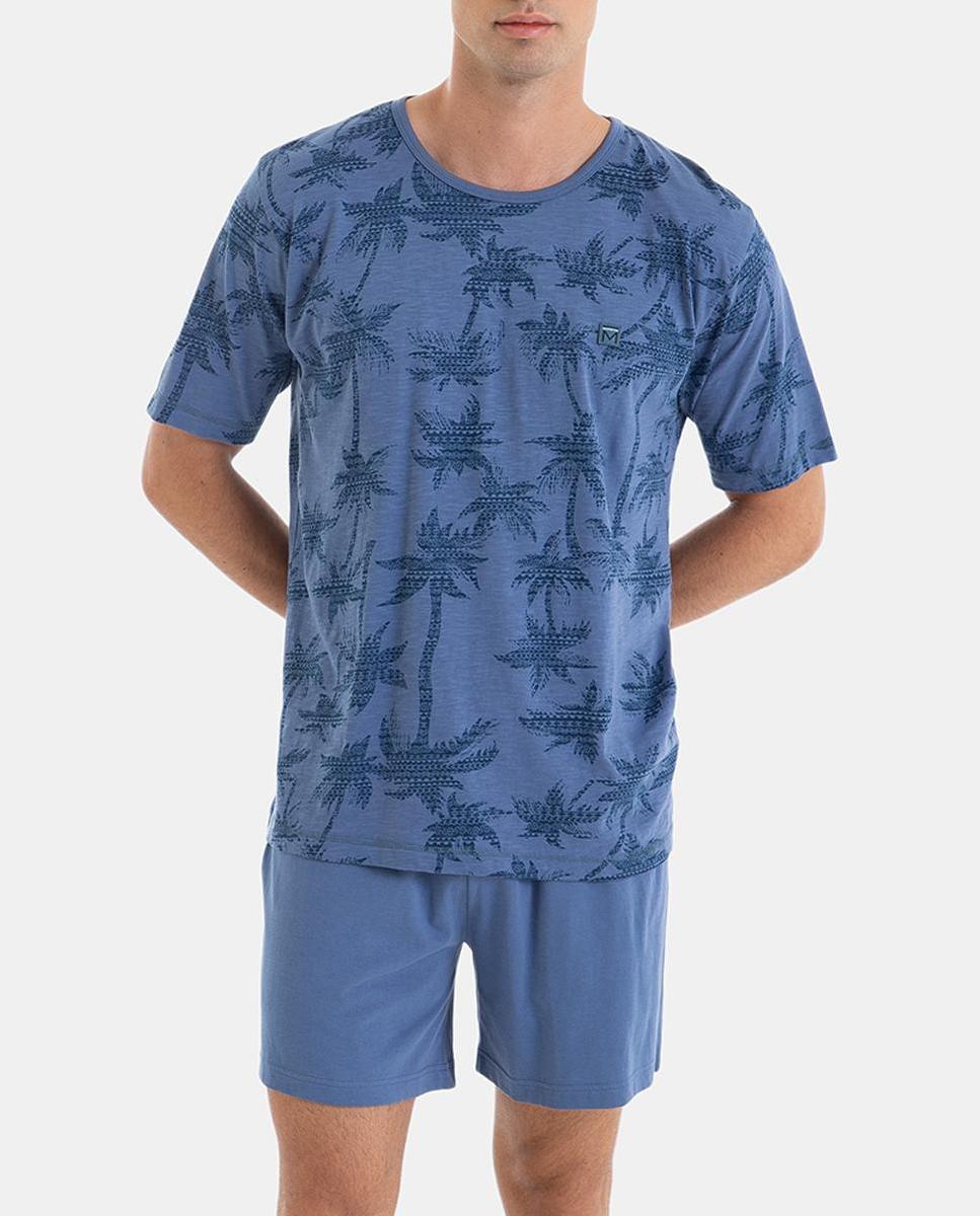 Imagen 0 de Pijama corto de hombre de punto en color azul