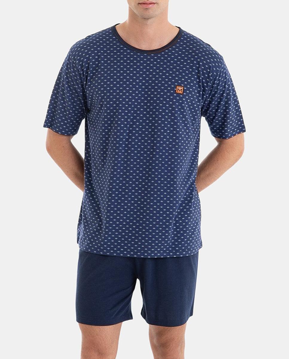 Imagen 0 de Pijama corto de hombre de punto en color azul