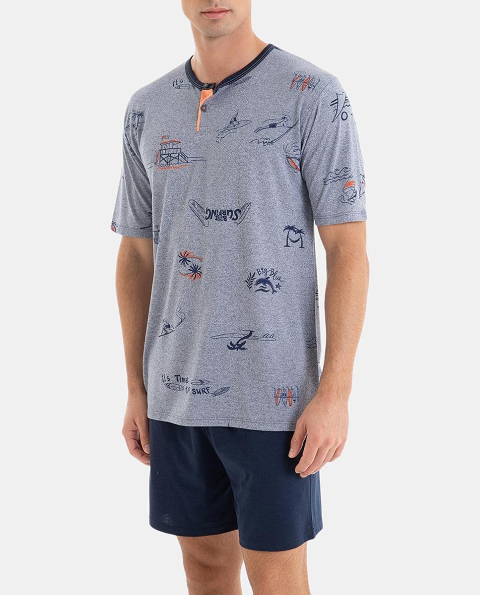 Imagen 0 de Pijama corto de hombre de punto en color azul