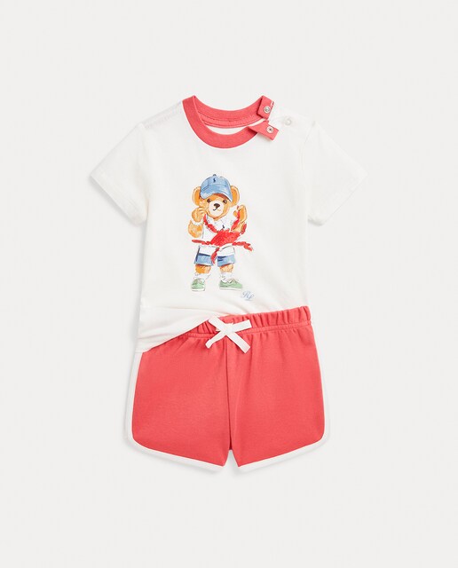 Imagen 0 de Conjunto de bebé niño de algodón de camiseta y pantalones cortos