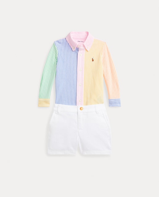 Imagen 0 de Conjunto de bebé niño de algodón de camisa y pantalones cortos