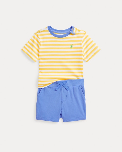 Imagen 0 de Conjunto de bebé niño de algodón de polo y pantalones cortos