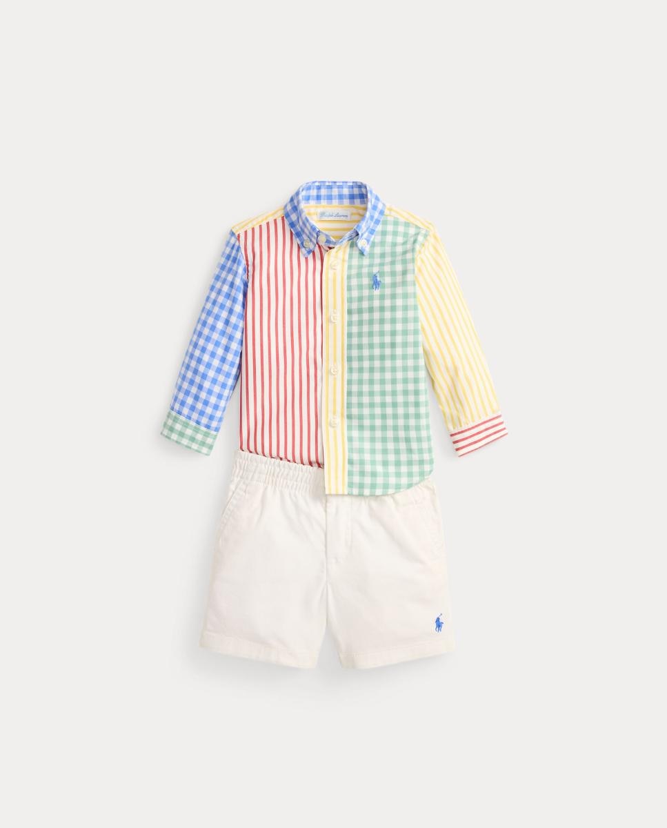 Imagen 0 de Conjunto de bebé niño de camisa y pantalón corto de algodón