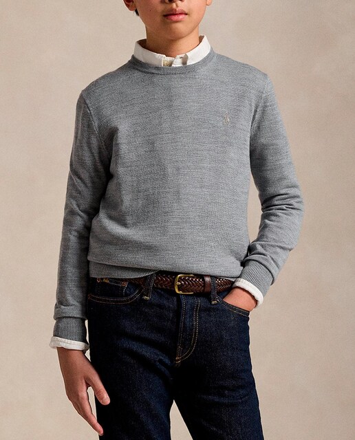 Imagen 0 de Jersey de niño de lana merino en gris
