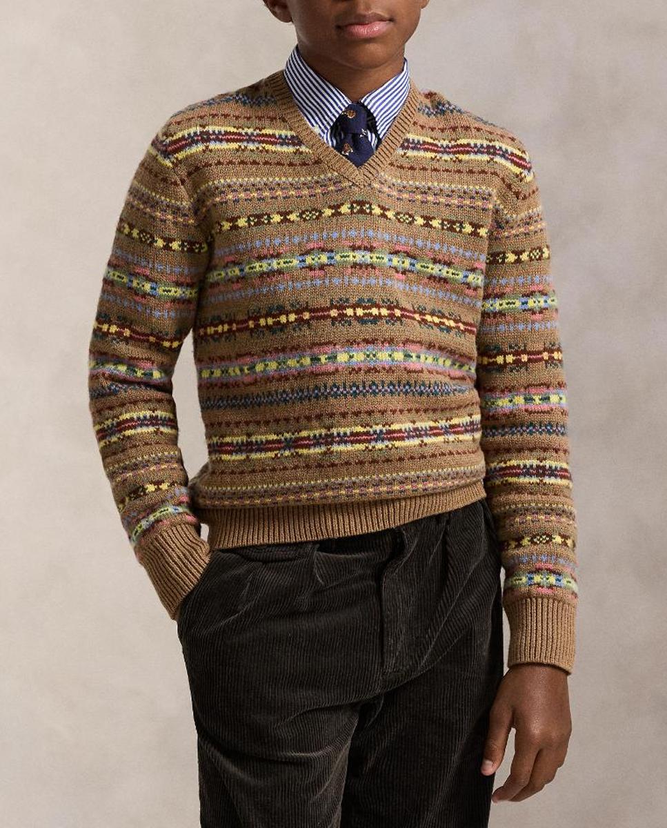 Imagen 0 de Jersey de niño de algodón con diseño Fair Isle