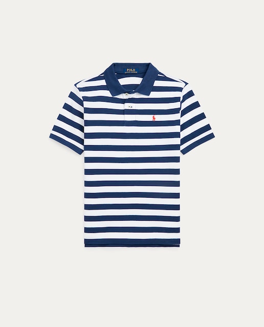 Imagen 0 de Polo de rayas de niño en azul con logo
