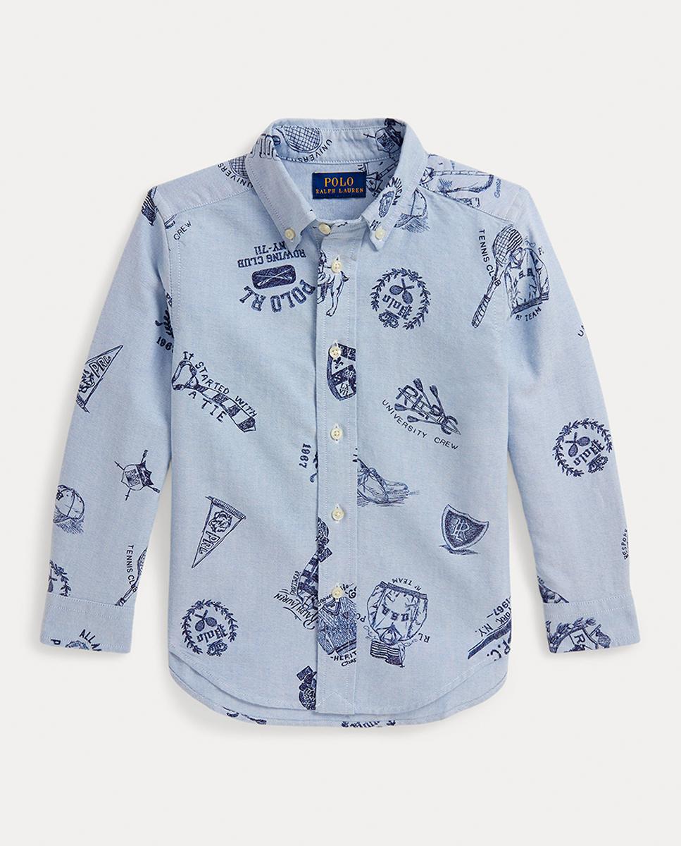 Imagen 0 de Camisa de niño oxford de algodón con estampado