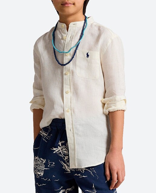 Imagen 0 de Camisa de niño en lino con cuello Mao