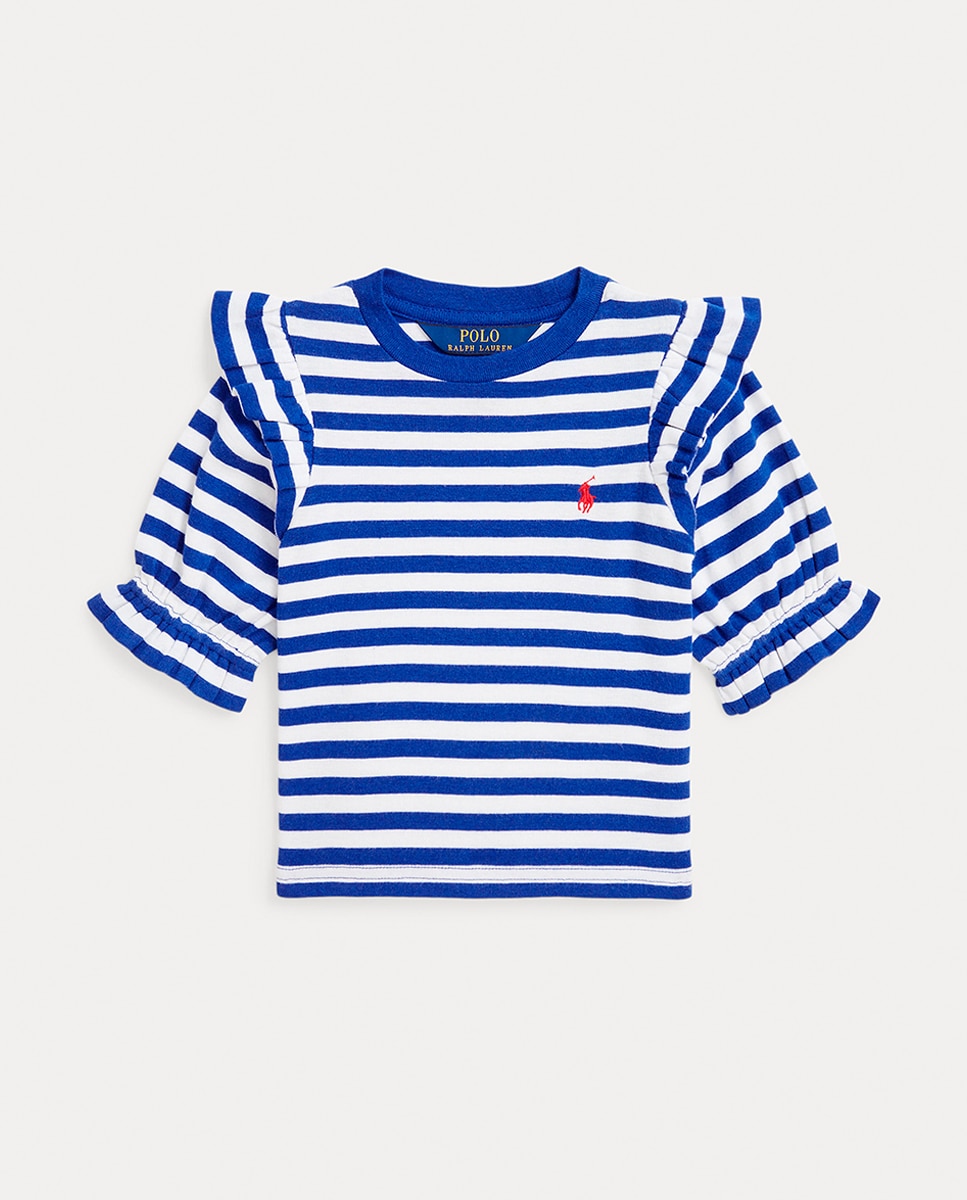 Imagen 0 de Camiseta de niña de manga francesa con volantes en los hombros