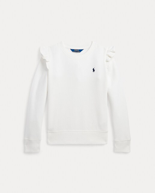 Imagen 0 de Sudadera de niña en blanco con volantes en los hombros