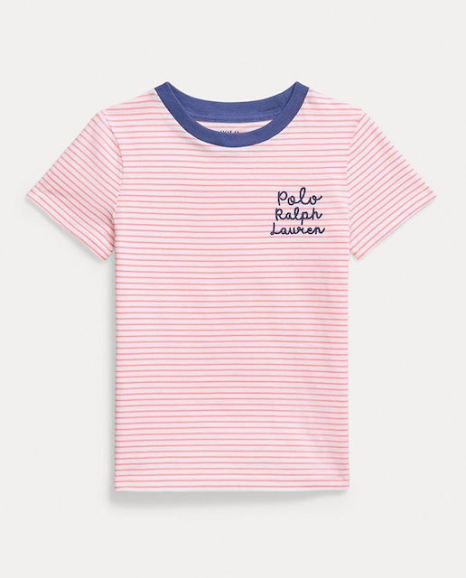 Imagen 0 de Camiseta de niña de algodón con cuello en contraste