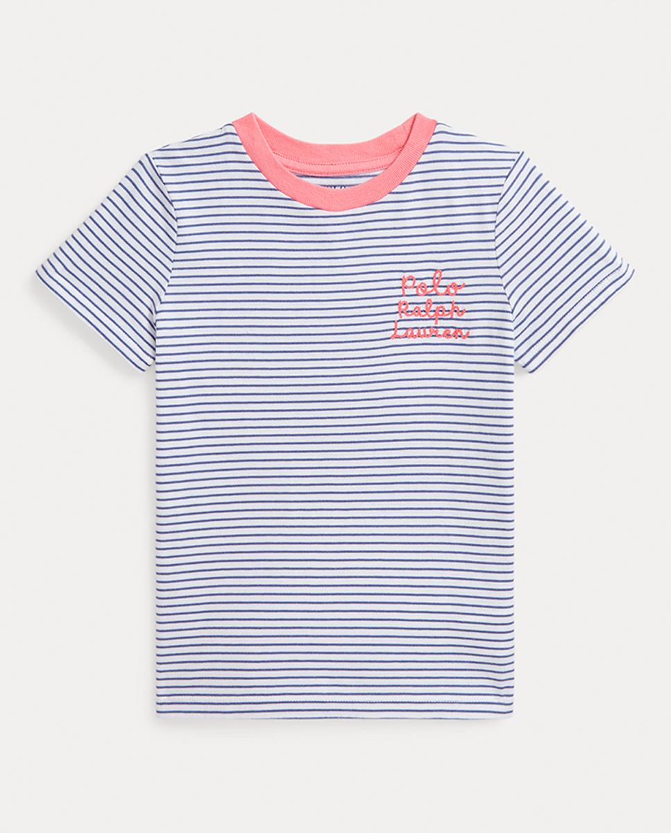 Imagen 0 de Camiseta de niña de algodón con cuello en contraste