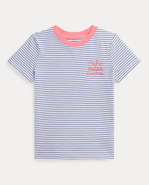 Imagen 0 de Camiseta de niña de algodón con cuello en contraste