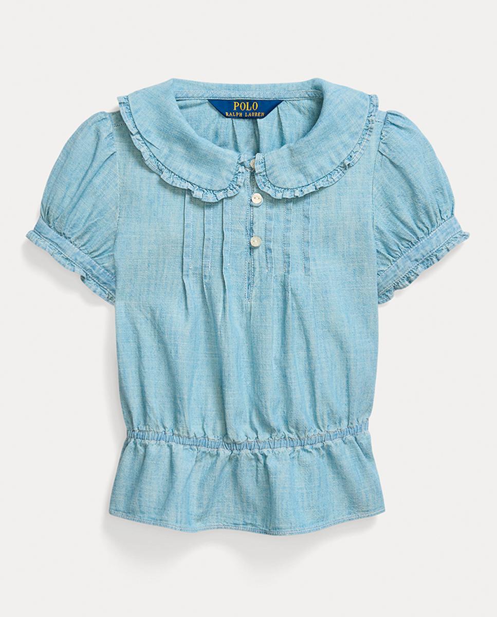 Imagen 0 de Blusa de niña con péplum de algodón