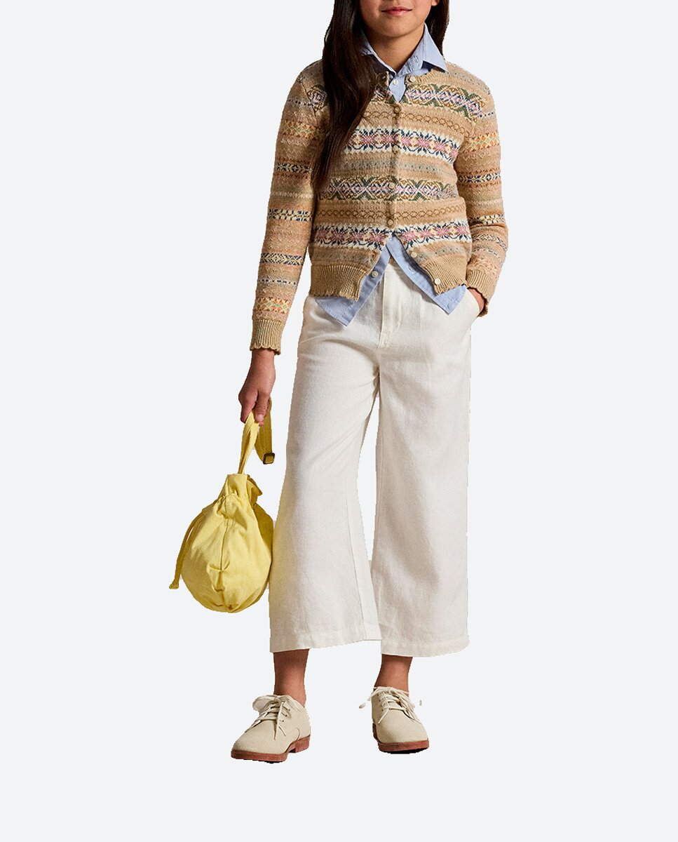 Imagen 0 de Pantalones de lino de niña con pernera ancha