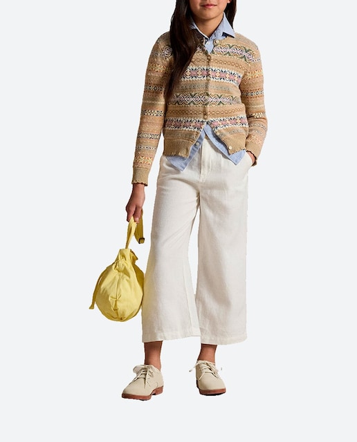 Imagen 0 de Pantalones de lino de niña con pernera ancha